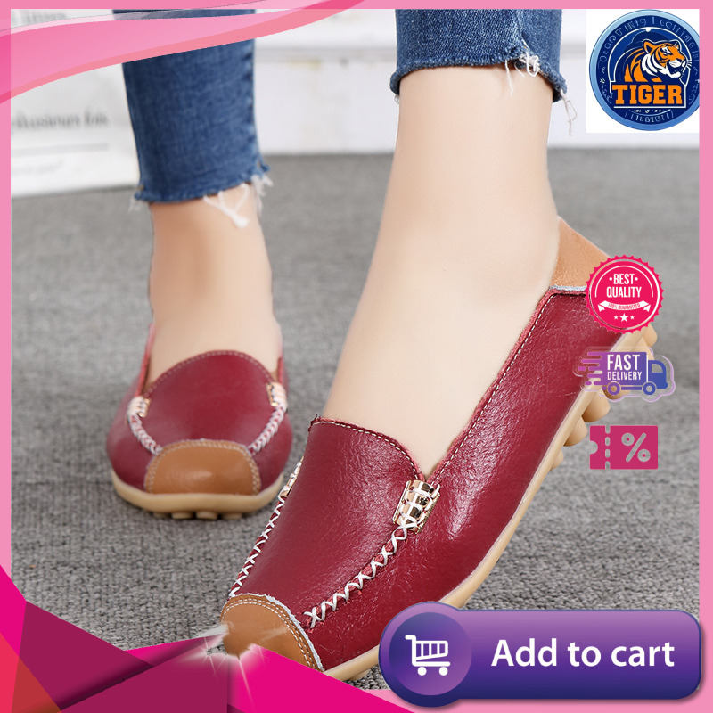 Ddmytiger Bean Women S New Spring Summer Leather Surface Waterproof And Anti Slip Cow Tendon Soft Sole Casual Versatile Mom Shoes Outdoor Shoes