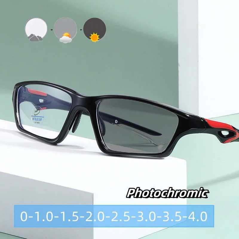 TR90 Sports Photosensitive Color Changing Eyewear Anti Blue Light Outdoor Cycling Glasses Photochromic Near Sight Eyeglasses W250513