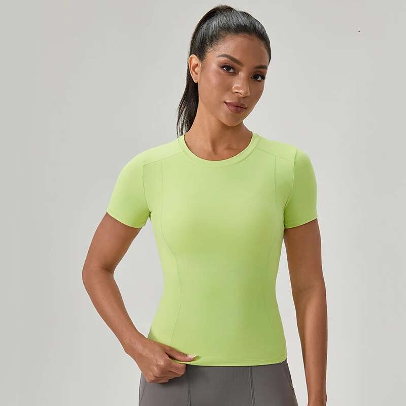 Women Running Sports T Shirt Short Sleeve Round Neck Breathable Training Fiess Stretchy Yoga Sexy Slim Gym Top