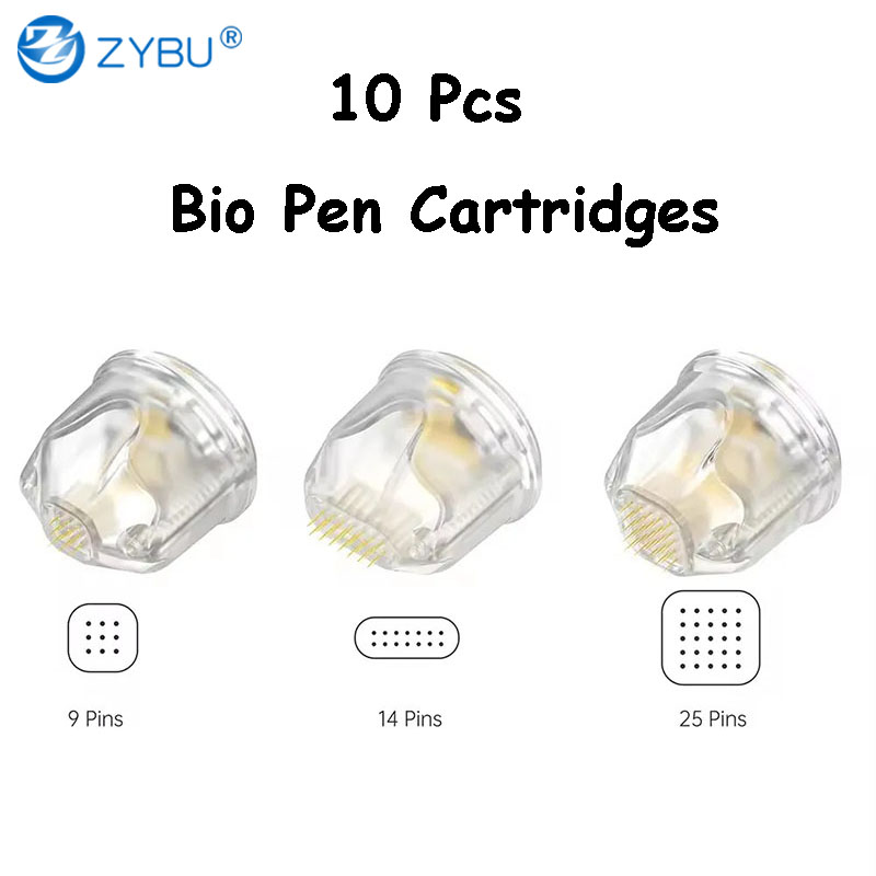 Bio Pen Q2 EMS Microneedling Beauty Device 10Pcs 9pins 14pins 25pins Titanium Derma Pen Needle Cartridge For Skin Care Hair Growth Maso Therapy Dermap