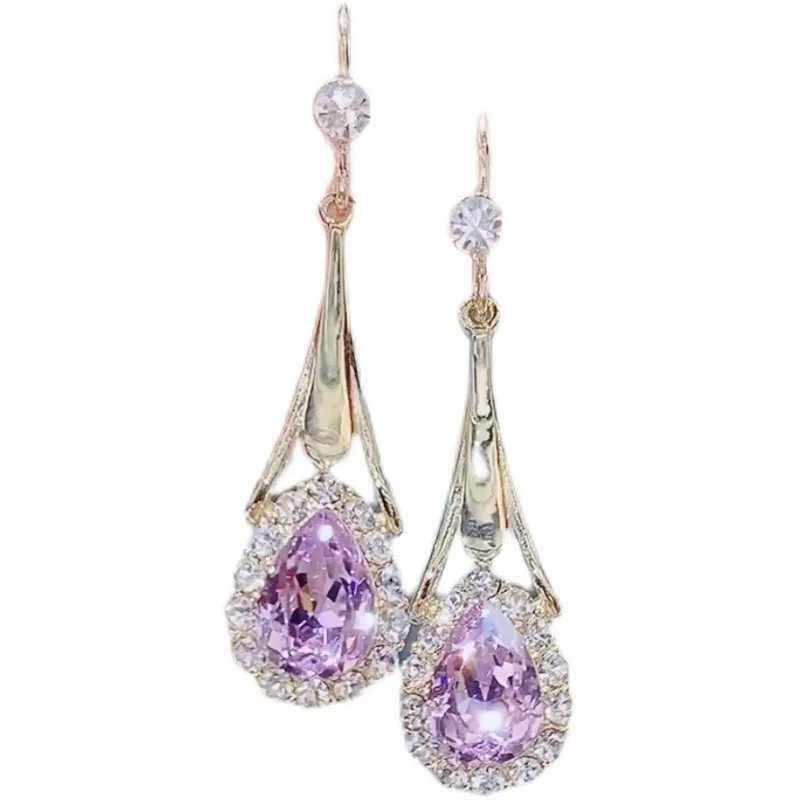 Minimalist Design Hollow Water Drop Earrings for Women Light Luxury Shiny Crystal Pendant Earrings Wedding Jewelry Gifts Y250510