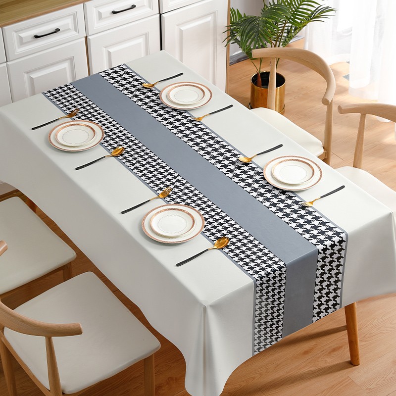 B400 tablecloth oil-proof and waterproof wash-free pvc table mat light luxury high-end dining table mat anti-scalding coffee table rectangular tablecl