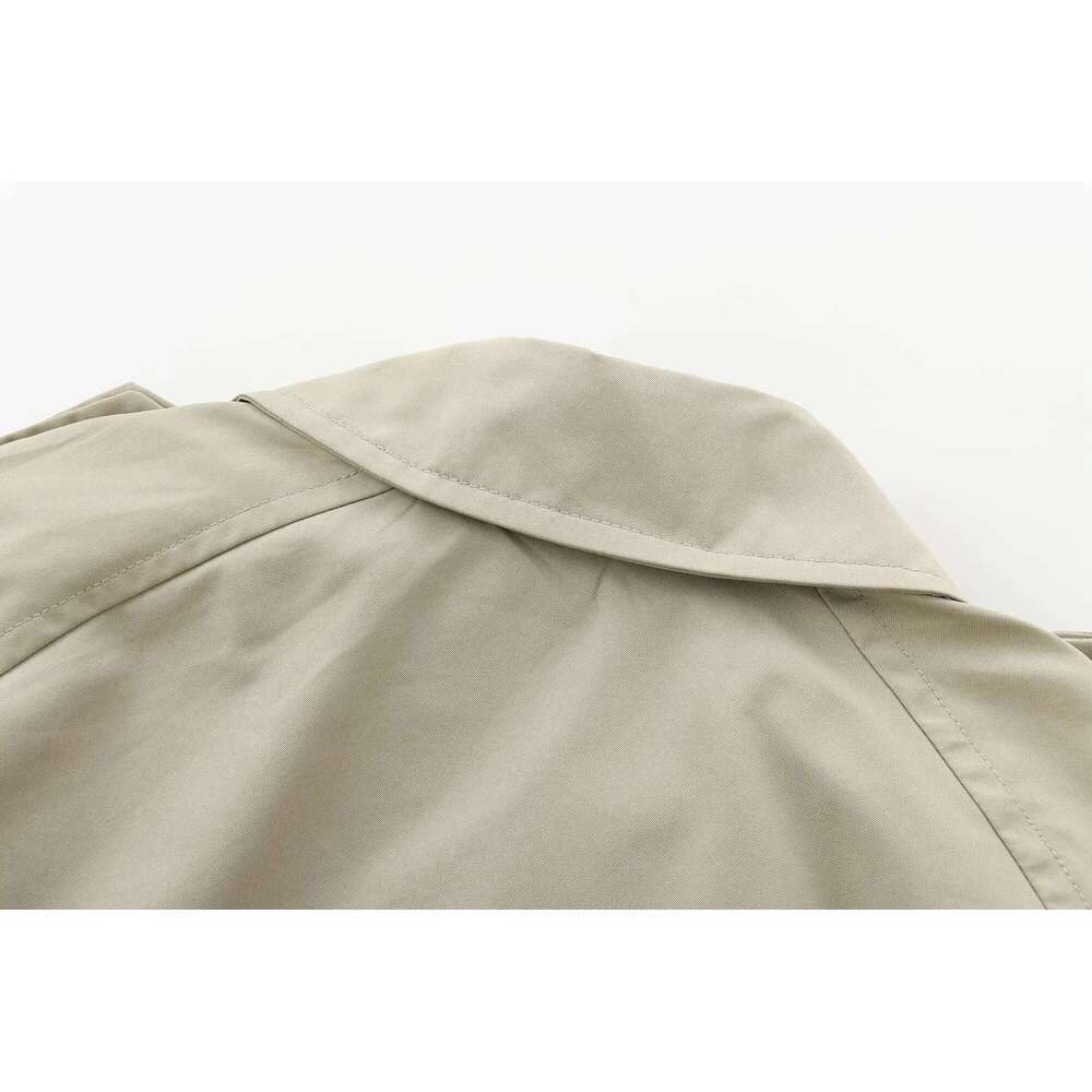 PB&ZA Women Autumn New Fashion Short Trench Coat Retro Long Sleeve Button Casual Outerwear Chic Overcoat