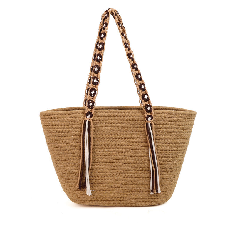 25 year summer new tote large capacity, fashionable versatile woven bag, vacation style, lazy and simple shoulder bag for women