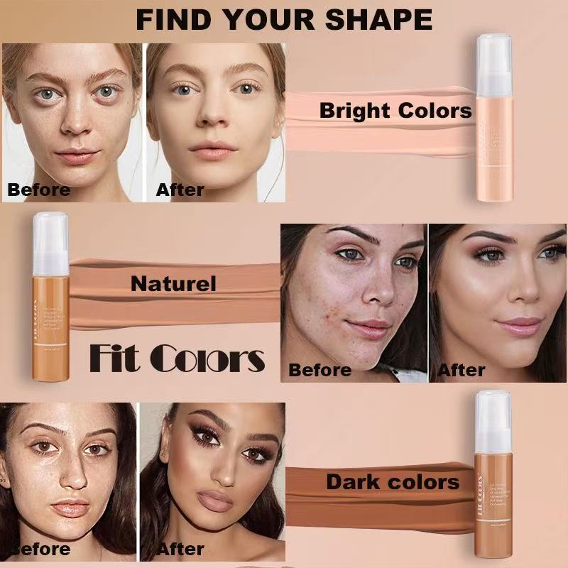 Fit Color Full Coverage Makeup Creamy liquid Foundation 30ml 8 color Shades Waterproof Concealer Primer Highlighter fond de teint base Silky Smooth Hi