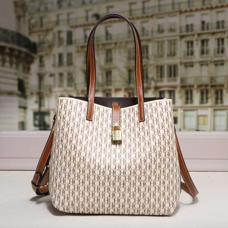 CH Premium Versatile Leather Crossbody Large Capacity Daily Commuter Tote Bag Letter Print Design Ladies Fashion