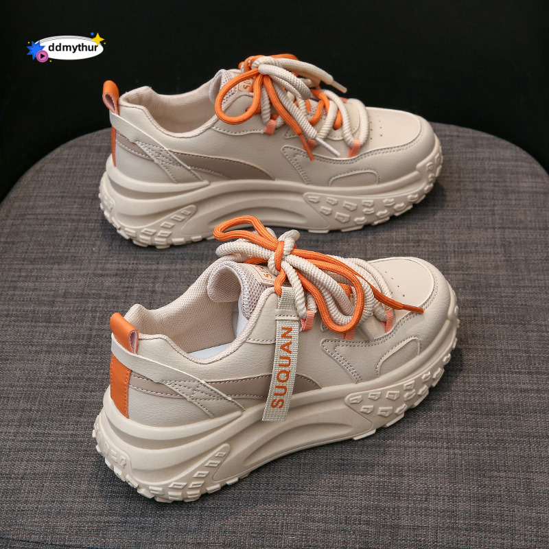 Versatile dad female ins, Korean version, new 2024 summer height increasing sports running shoes, casual thick soled women's shoes ddmythur