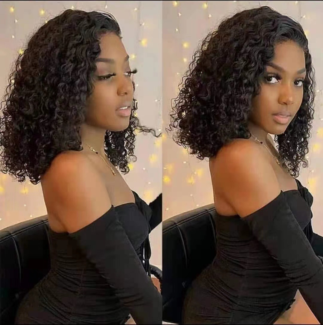 hairpiece New Womens black medium split small roll explosive head chemical fiber high-temperature silk wig cover