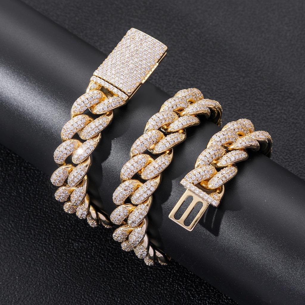 Chic Designer Moissanite Gemstone Band Watch Accessory For Him Featuring High-Polish Gold Accent
