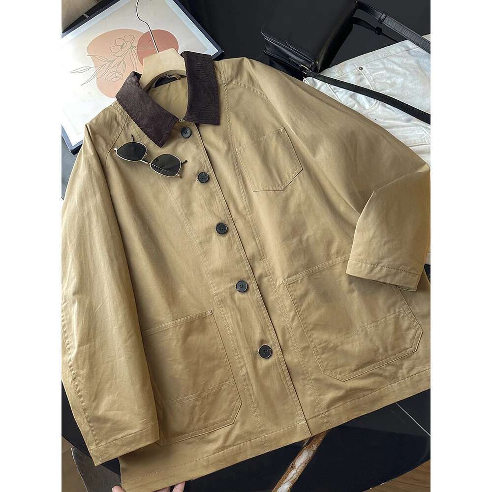 100% Cotton Autumn Corduroy Collar Single Button Vintage Coat Fashion Women Jacket Femme Streetwear Tops Clothes