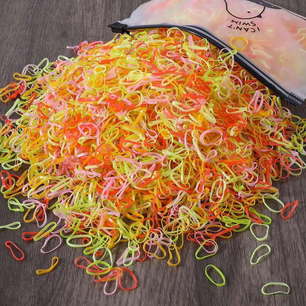 1000/2000Pcs Colorful Small Disposable Bands Scrunchie Girls Elastic Rubber Band Ponytail Holder Accessories Hair Ties