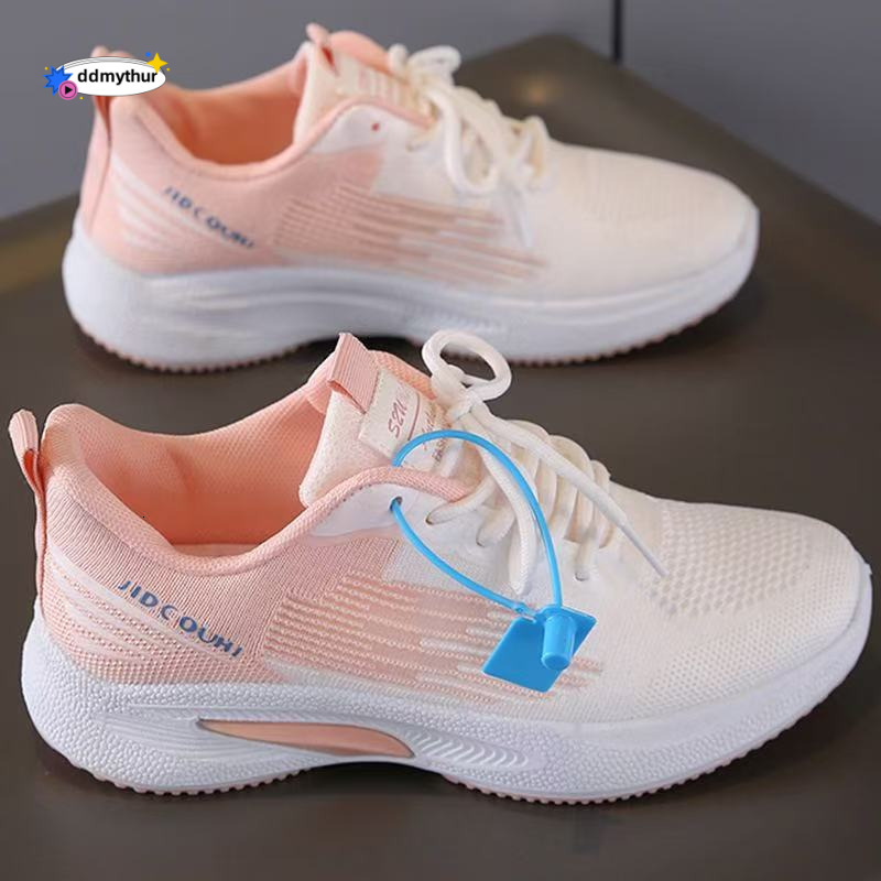 Women's new white thick soled lightweight running fashionable versatile, spring breathable and odor proof sports shoes, women's shoes ddmyth