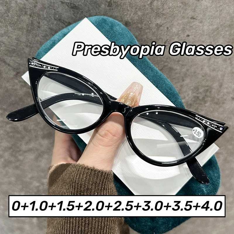 Classic Candy Color Reading Glasses New Diamond Inlaid Cat Eye Presbyopia Glasses Men and Women Eyeglasses Diopter 0 To +4.0 W250513