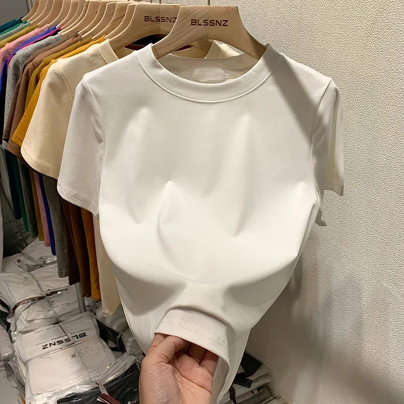 Women T Shirt Loose and Breathable O Neck Solid Color TShirt Woman Clothes Tops Tshirt Female Short Sleeve Summer Tee Y2k Top 250513