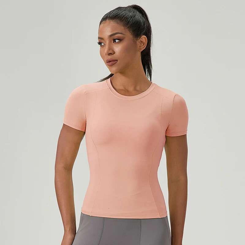 Women Running Sports T Shirt Short Sleeve Round Neck Breathable Training Fiess Stretchy Yoga Sexy Slim Gym Top