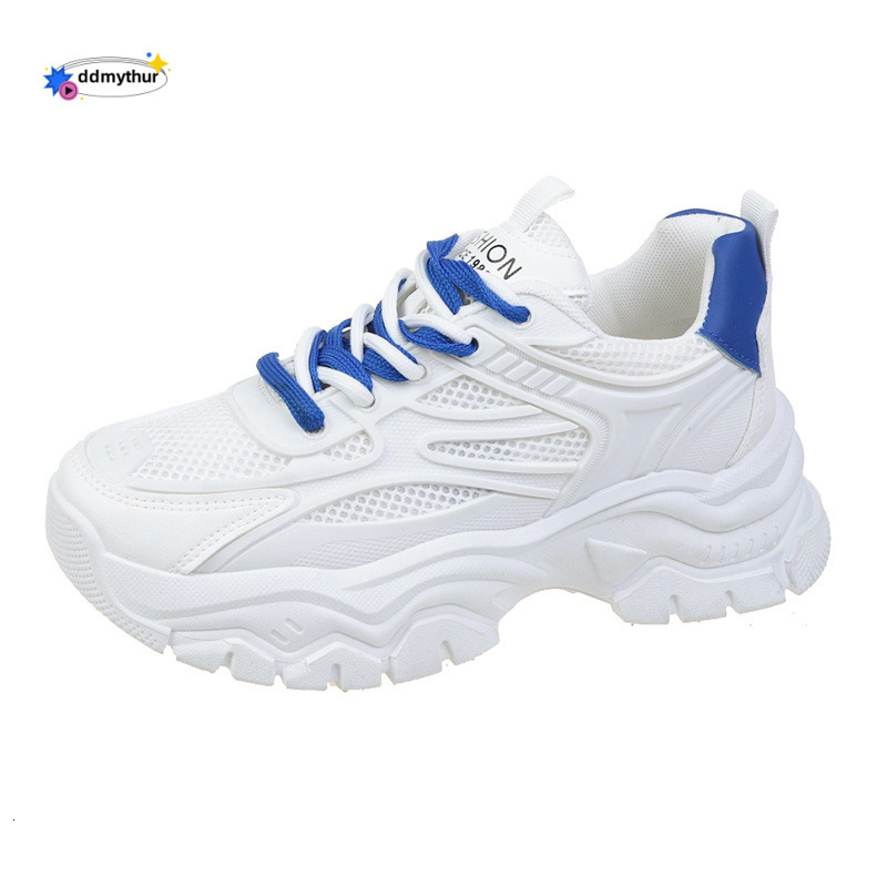 Dad's 2024 Mesh Breathable Small White Thick Sole Elevated Casual Large Sports Women's Shoes ddmythur