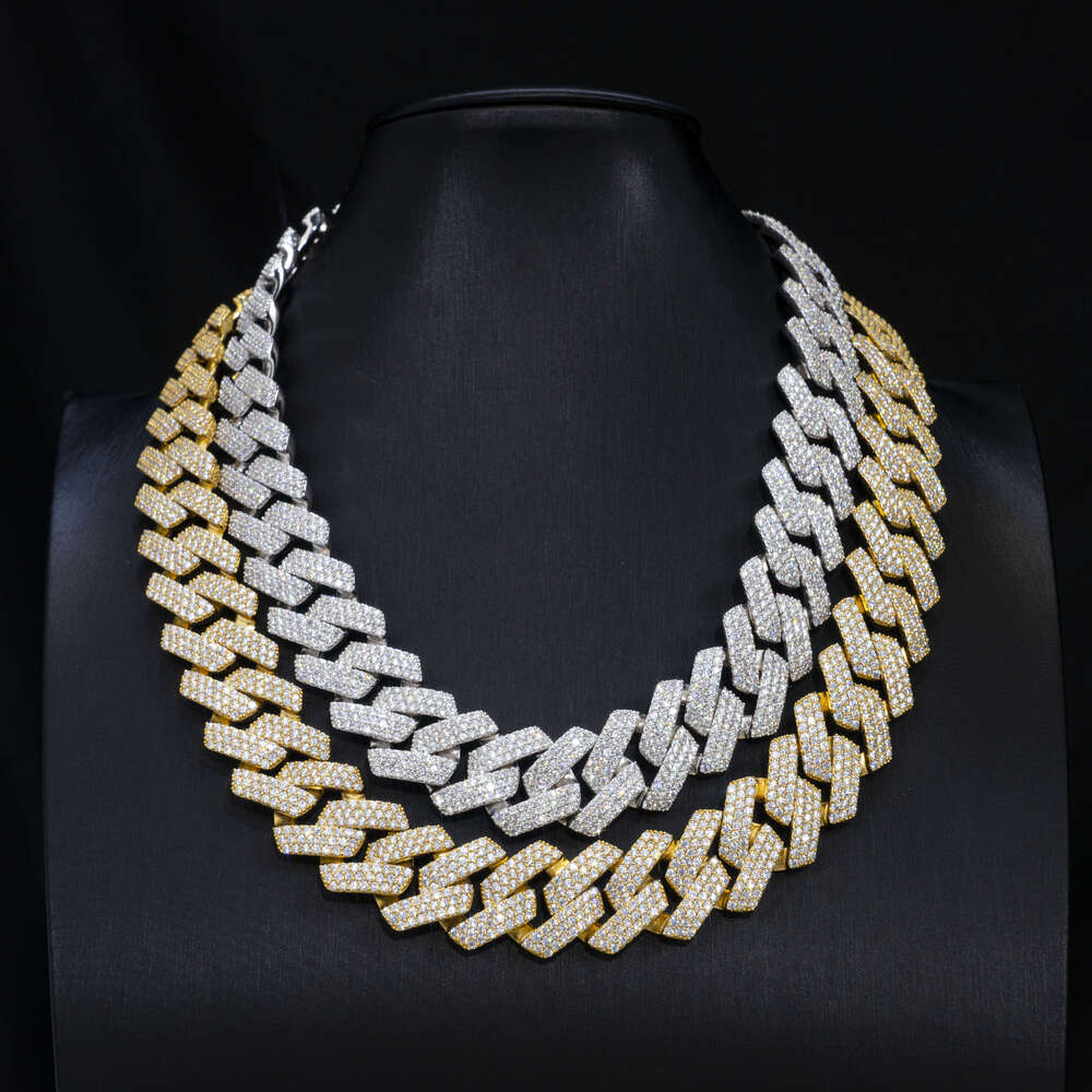 in Stock Sier Hip Hop Jewelry VVS Moissanite Cuban Chains with Certificate Wholesale Bulk Inverse Necklace