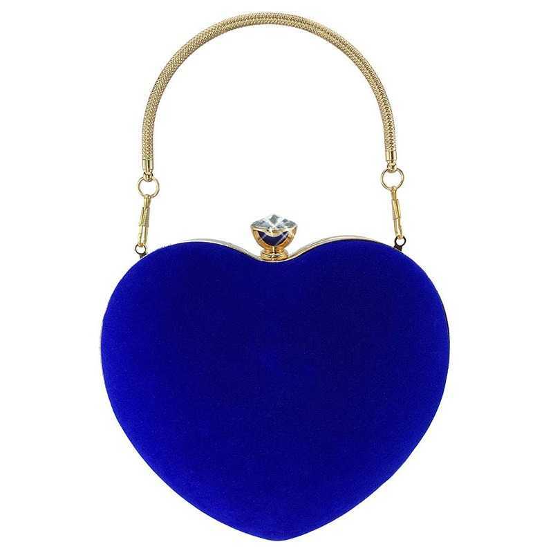 Big Diamond Velvet Peach Heart Love Dress Banquet Evening Dress Handbag