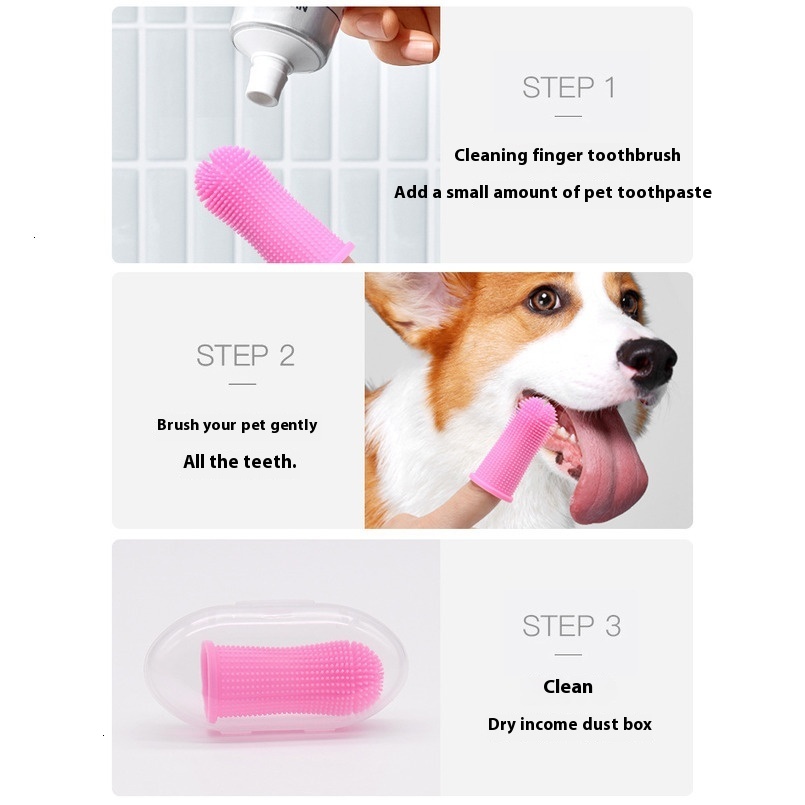 Pet Teeth Cleaning Silicone Finger Set Toothbrush Dog And Cat Gingival Care Soft Brush Supplies