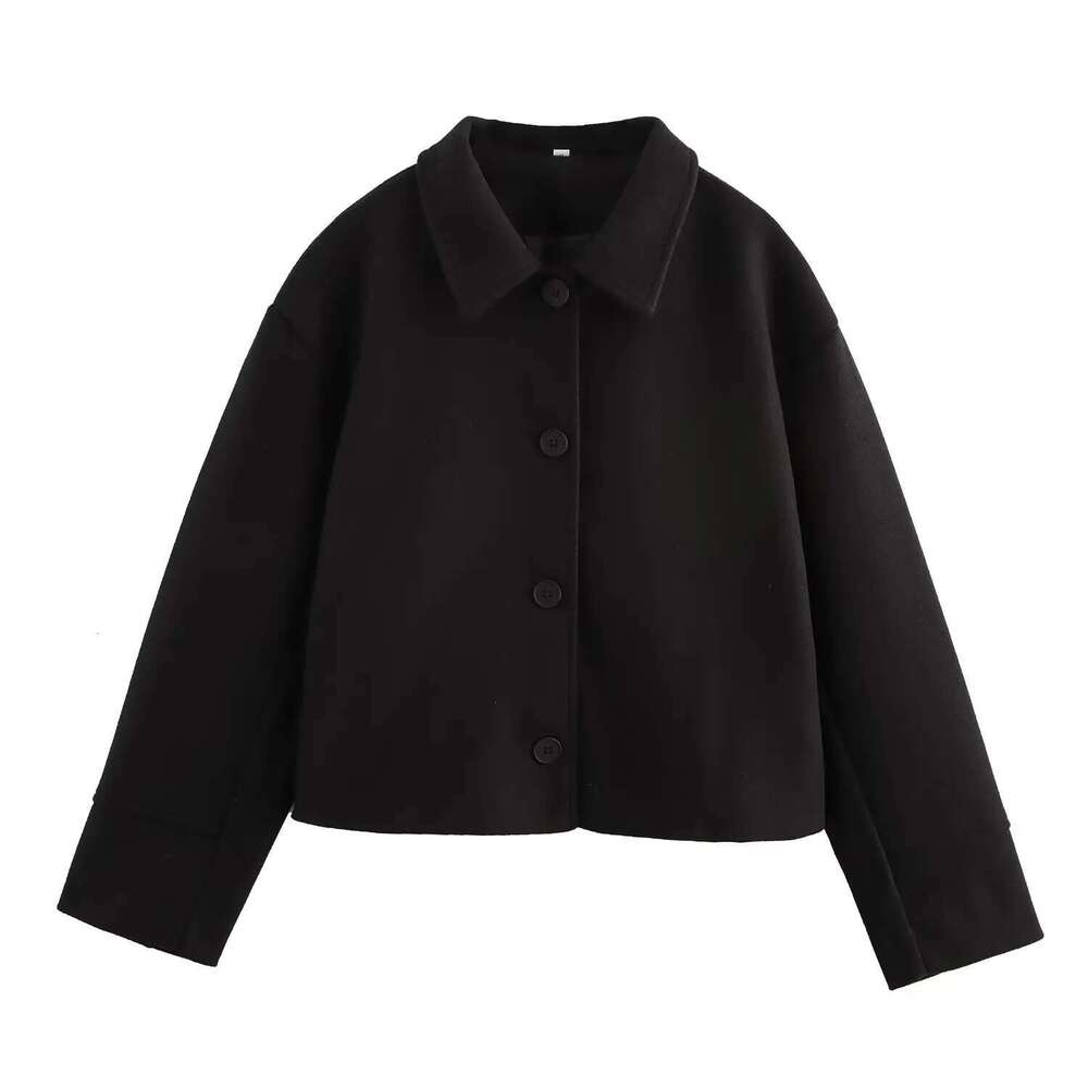 UNIZERA Women's Solid Color Long Sleeve Single breasted Collar Autumn New Woolen Coat