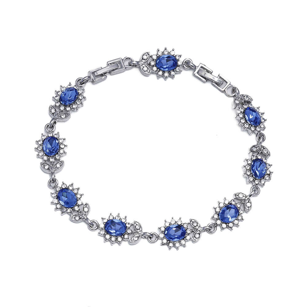 light style womens zircon flower branch and leaf colorful treasure bracelet