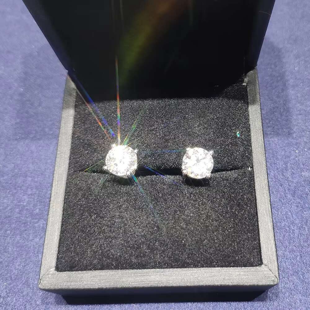 Luxury 14K Gold Plated S92510K Diamond Stud Earrings VVS Moissanite Wholesale Price Easy Wear Hip Hop Style