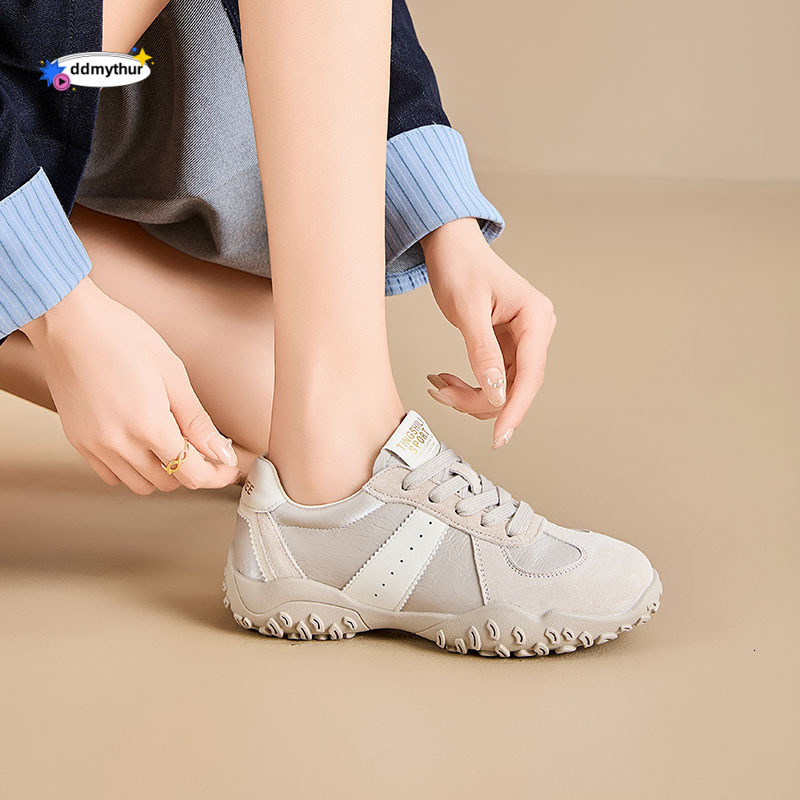 Genuine leather Forrest Gump women in spring 2025, new color blocked junior high school moral training for women, thick soled versatile casual women&#