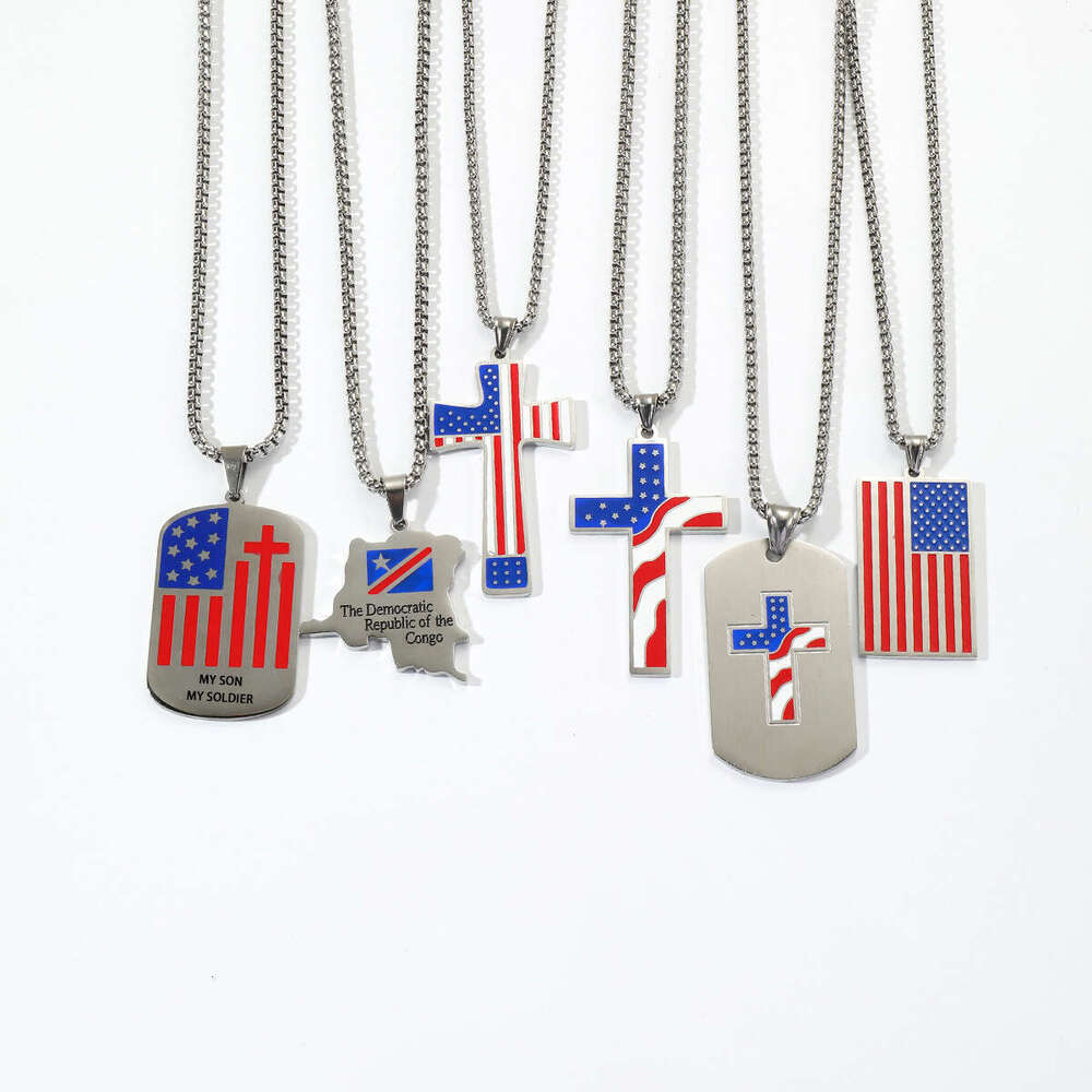 New American - Inspired Stainless Steel Necklace Sets for Men and Women for Independence Day and Weddings