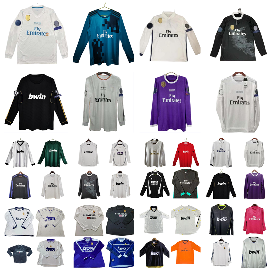 1994 1995 1996 1997 1998 1999 2000 2001 2002 2003 2004 real ZIDANE FIGO Madrids long sleeve soccer jerseyS HIERRO RAUL MORIENTES classic retro football shirt vintage