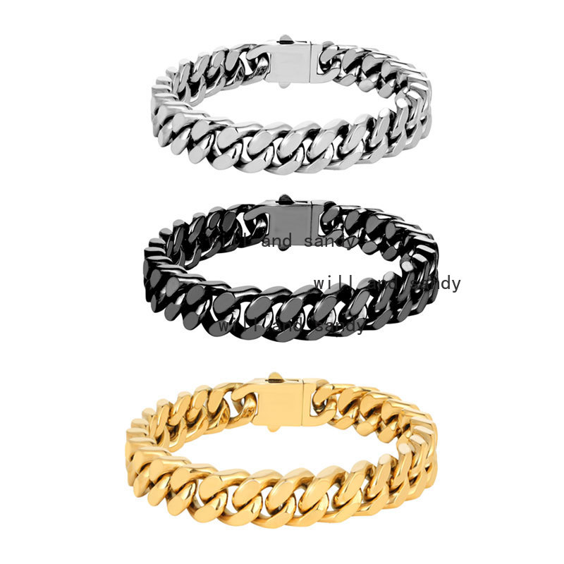 18k Gold Plated Cuban Chain Bracelet Top Waterproof Stainless Steel Bracelet Wristband Men's Gift Father Hip Hop Fashion Designer Jewelry Birthday Gift