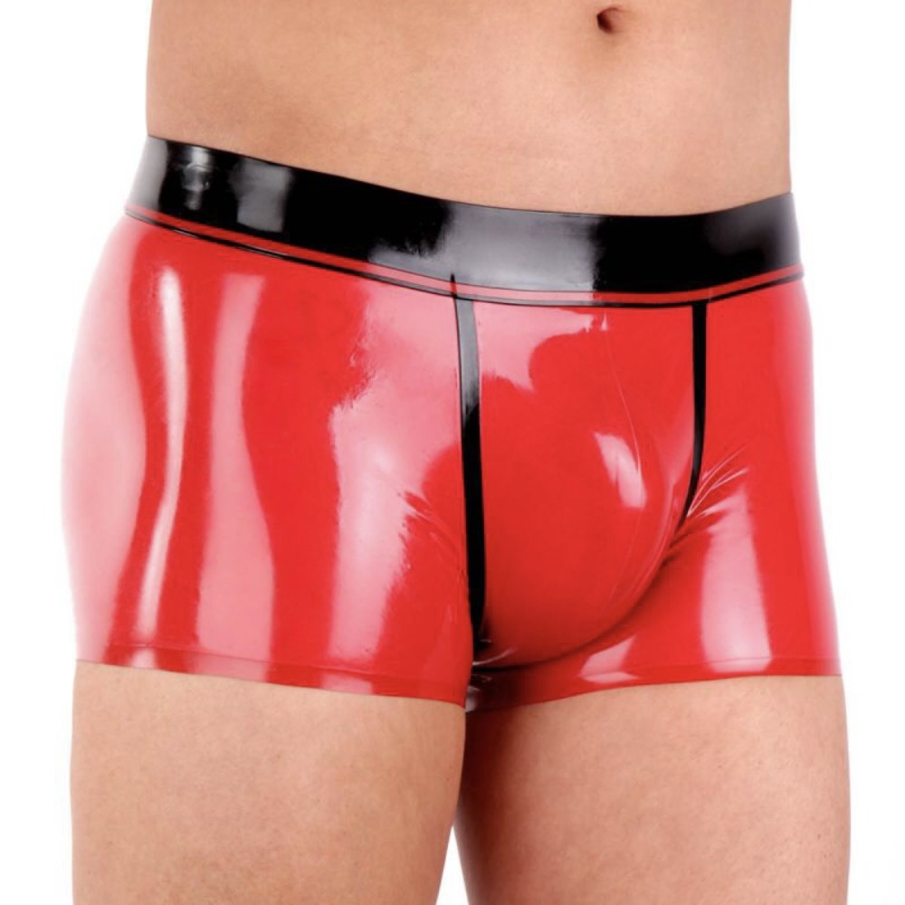 latex shorts eurocat red latex shorts with a sleek black waistband design handmade natural rubber suit costume cosplay clubwear