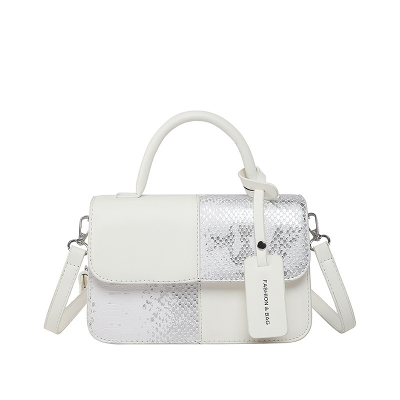 Designer Pack New Fashionable Snake Skin Pattern Splicing Handheld Small Square Trendy Color Contrasting Single Cross Shoulder Women S Bag Free Shippi