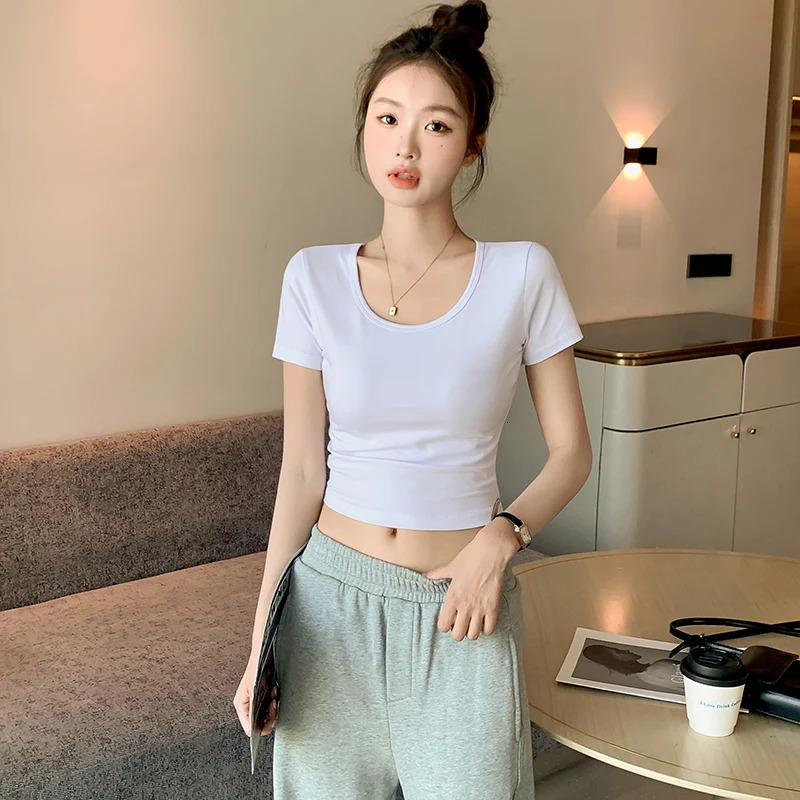 Summer Womens Basic Round Neck TShirt Pure Cotton Soft Breathable Casual Tee MultiColors 250513