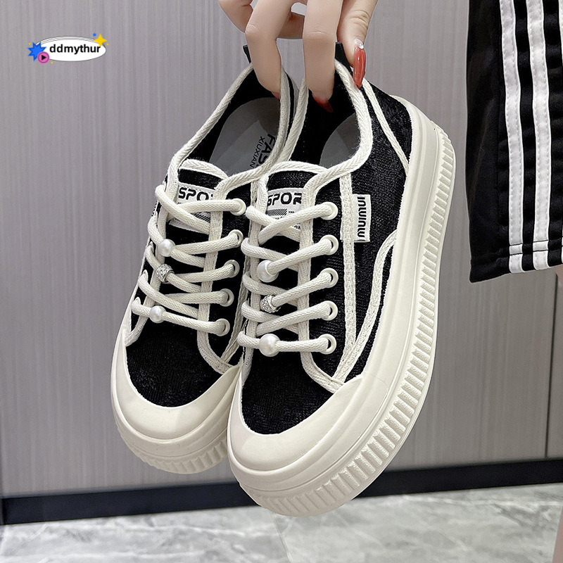 2025 New Lace Breathable Thin Mesh White with Skirt Thick Bottom Casual Internet Red Single Shoes ddmythur
