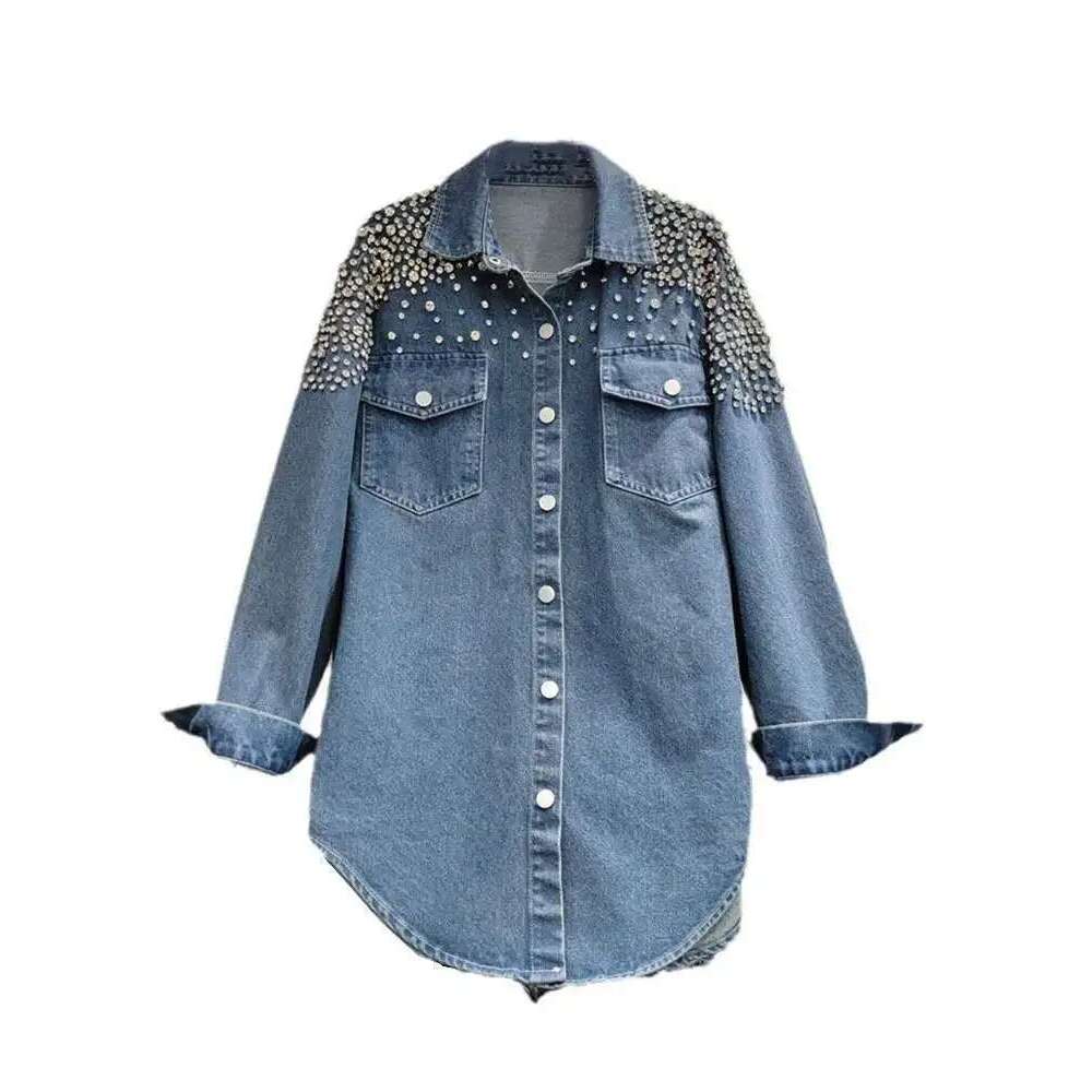 DEAT Fashion Dias Loose Denim Shirts Coat For Women Autumn Trendy New Lapel Long Sleeve Pockets Jacket Females 29L7920