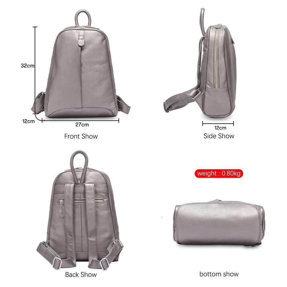 Zency 100% Soft Genuine Leather Fashion Women Backpack Casual Travel Back Pack Bag Preppy Style Girl's Schoolbag Laptop Knapsack