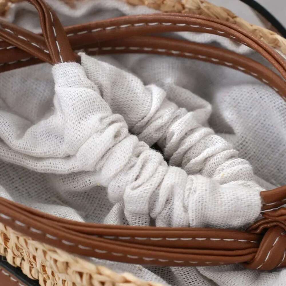Crochet Oblique Span One Bag Protable Drawstring Handbags Round Rope Woven Women Shoulder Crossbody Bags Holiday Gifts