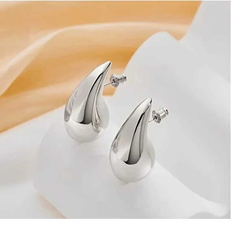 Light Weight CCB Gold Plated Water Drop Stud Earrings for Women Statement Chunky Dome Teardrop Earrings Y250510