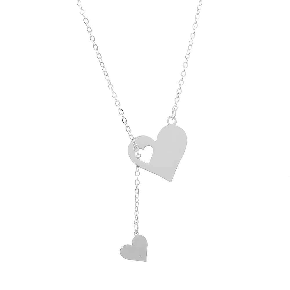 Simple Love Necklace for Women, Fashionable, Personalized, Creative, Hollow Heart shaped Crescent Pendant Necklace, Star Clavicle