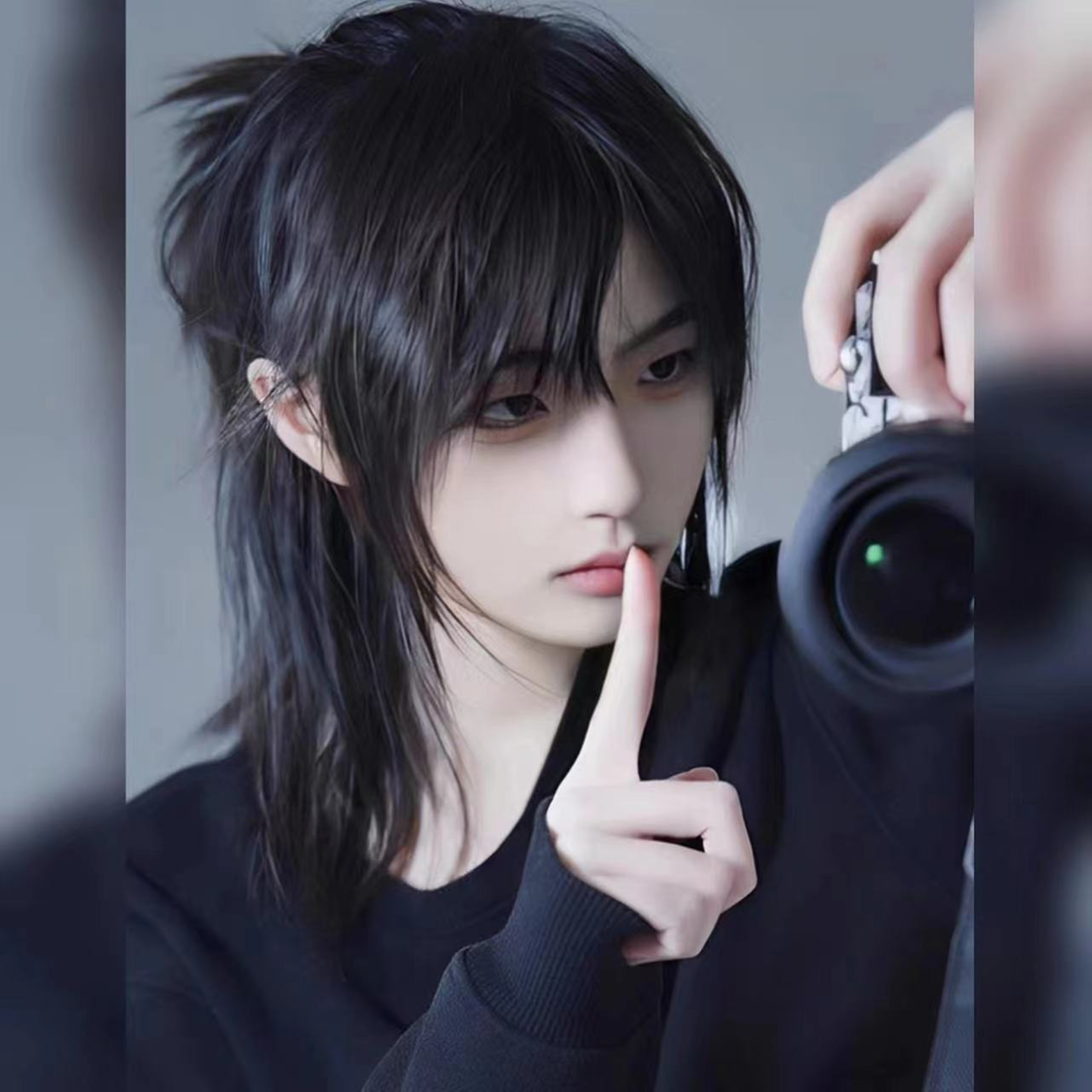 High-Density Long-Straight Anime Male Costume Wig With Rose Netted Base