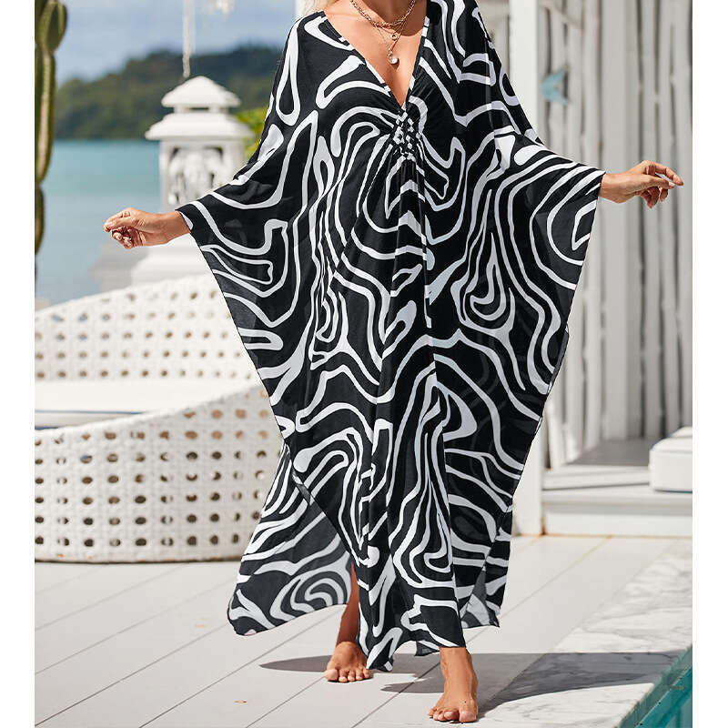 European American Summer Cotton Printed Cover, Vacation Leisure Bikini, Sunscreen Beach Skirt, 2025 New Style, Unique and Elegant Clothing