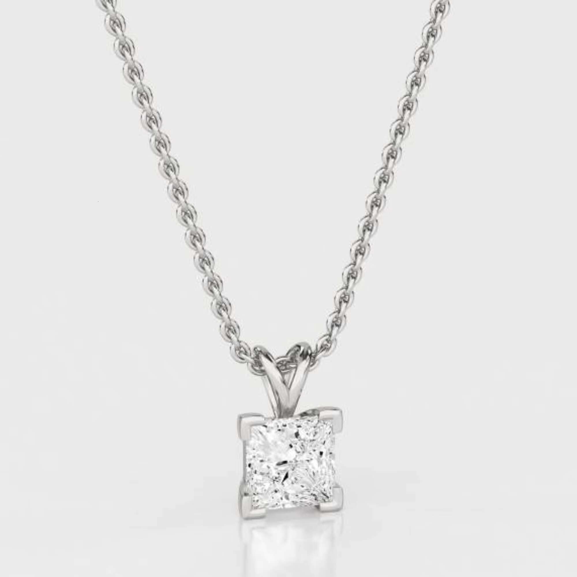 Princess Cutting Laboratory Growth Channel Inlaid Pendant Necklace Classic Style Discount