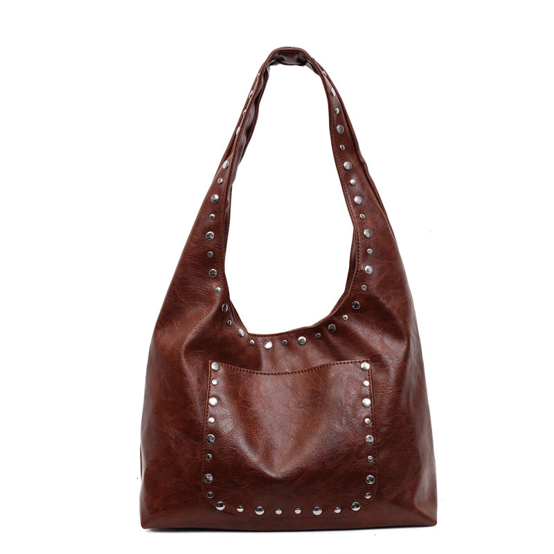 Rivet Handheld Small Women's 2025 Summer New Large Capacity Shoulder Internet Red Trendy Underarm Bag
