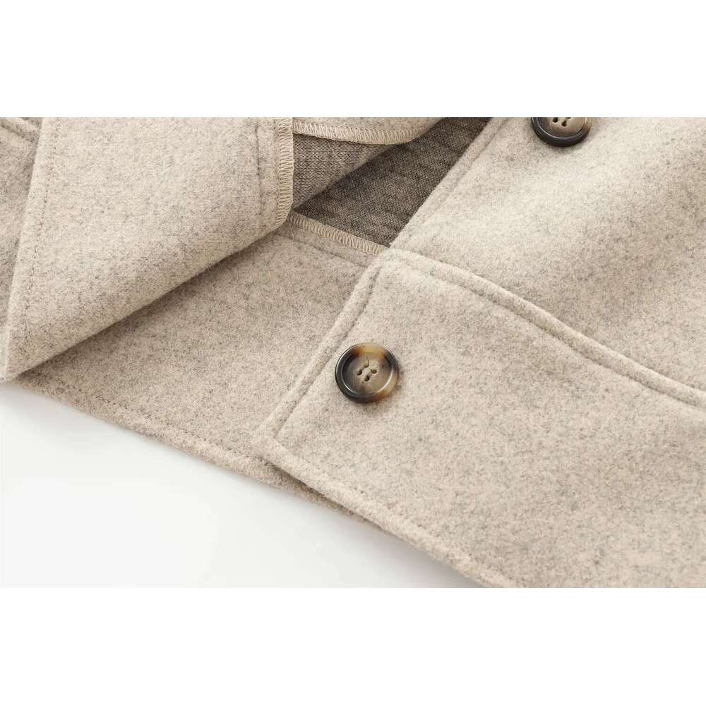 Kar&Otza 24 Autumn New Solid Color Loose Soft Felt Coat with Collar and Long Sleeve Fashion Casual Top