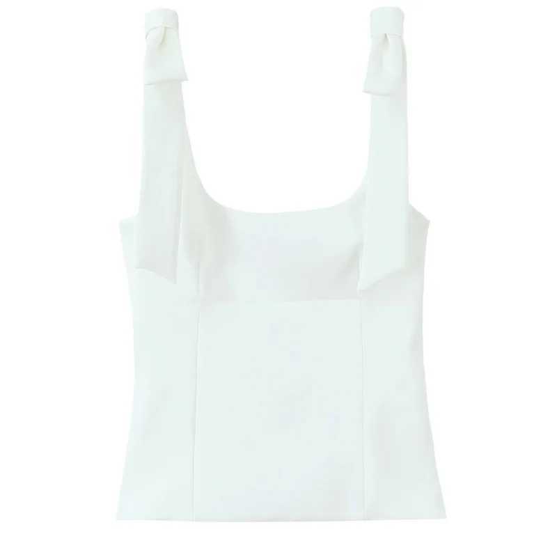 TRAF 2025 Butterfly Crop Tops For Women Summer Sleeveless White Yellow Camisole Top Woman Cuteore Backless Womens Tanks Top M250513