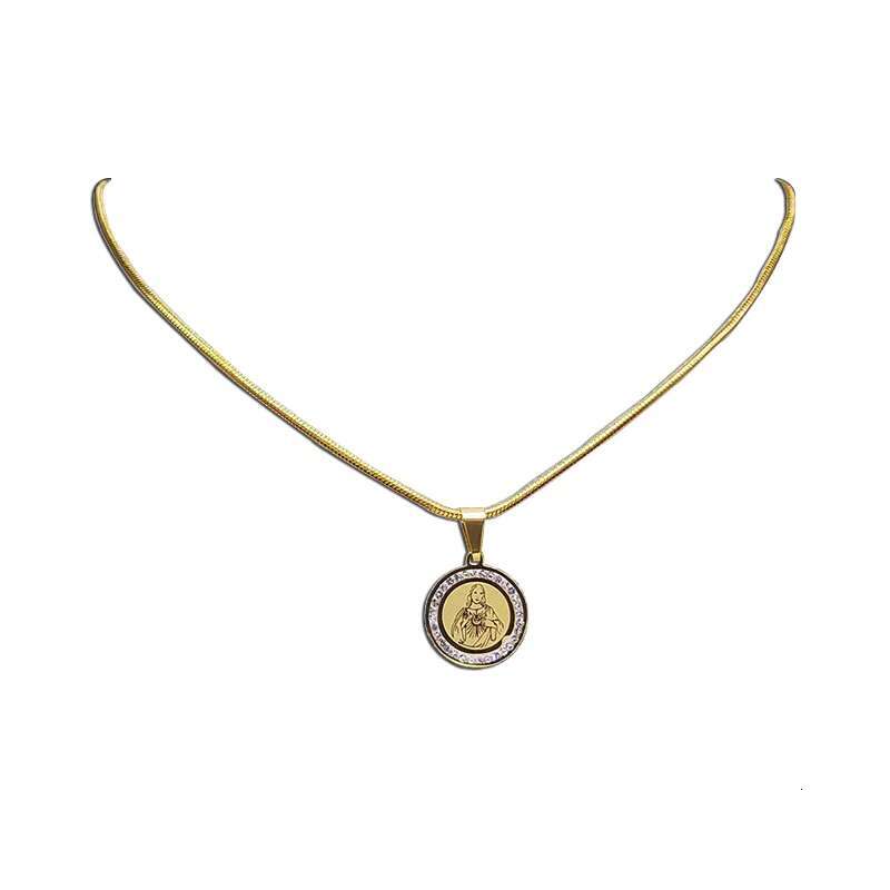 Classic Fashion Pendant Women's and Men's Necklace Stainless Steel Crystal Religious Jewelry Complete Accessories