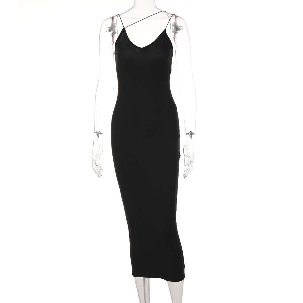Women Clothes Dress Hot Selling Summer Women S Suspender Sleeveless V Neck Dress Fashionable And Sexy Mid Length Skirt KQ