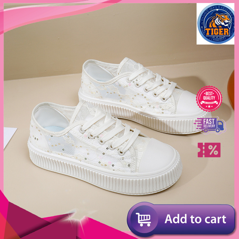 Ddmytiger Summer New Korean Ins Breathable White Women S Hollow Leisure Board Thick Bottom Versatile Sponge Cake Shoes Outdoor Shoes
