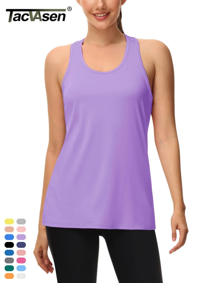 TACVASEN Summer UPF 80 Quick Dry Tank Tops Womens Sleeveless Athletic Sports Gym Workout Tshirts UV Protection Fitness Vests 250513