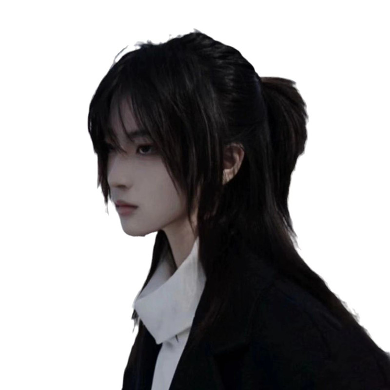 High-Density Long-Straight Anime Male Costume Wig With Rose Netted Base